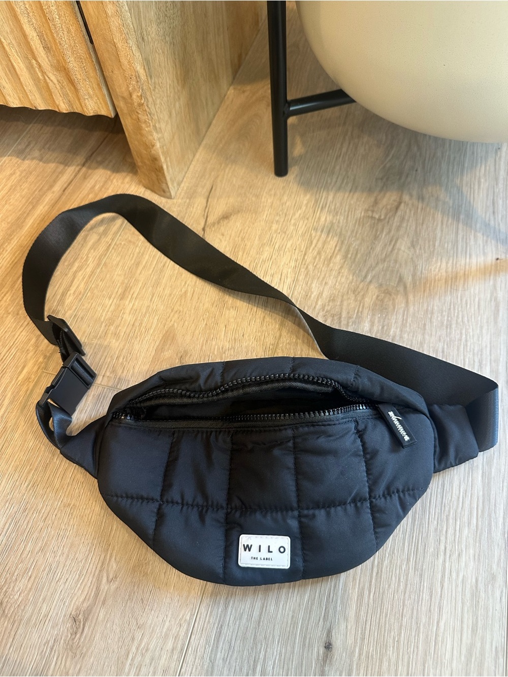 Wilo The Label Black Quilted Waist Belt Bag Fanny Pack